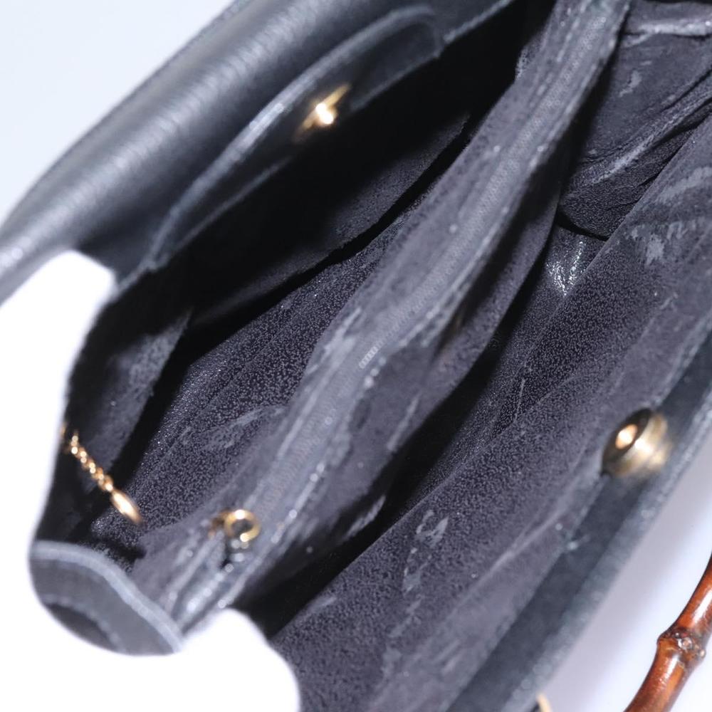 GUCCI Bamboo Hand Bag Suede Black Gold 002 2853 0260 0 Auth fm4365 - Picture 15 of 16